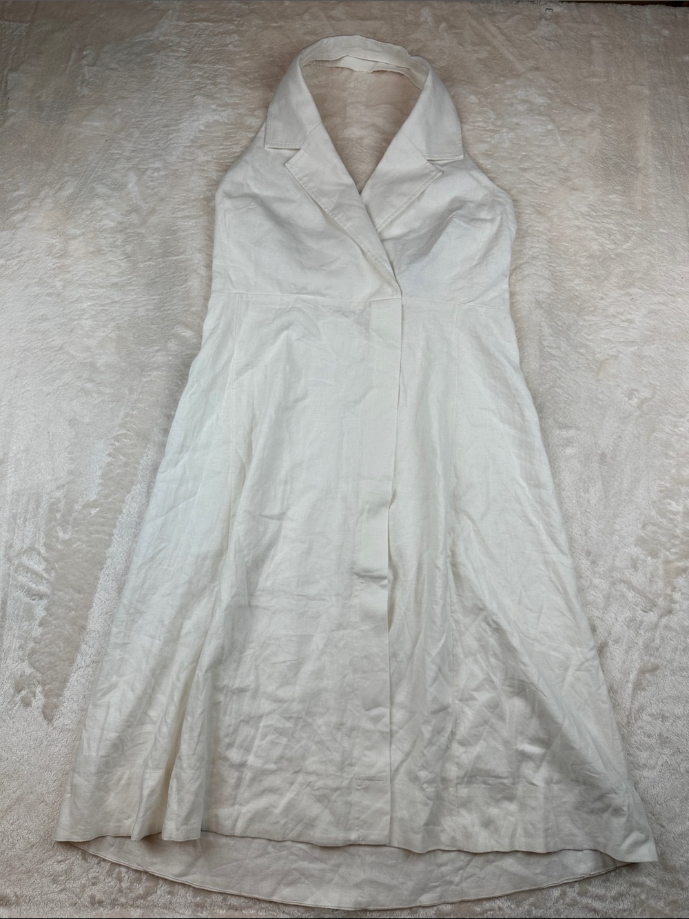 Banana Republic Size 8P White Halter Collard Midi Dress | Casual | Comfort